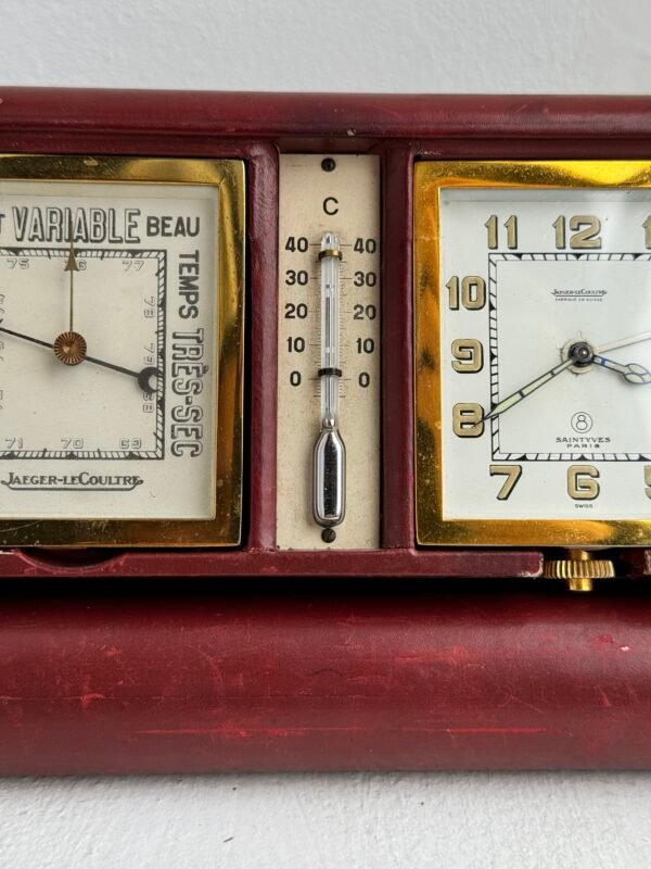 Jaeger LeCoultre Art Deco Travel Clock Weather Station 8 Day Double Signed Dial - Image 4