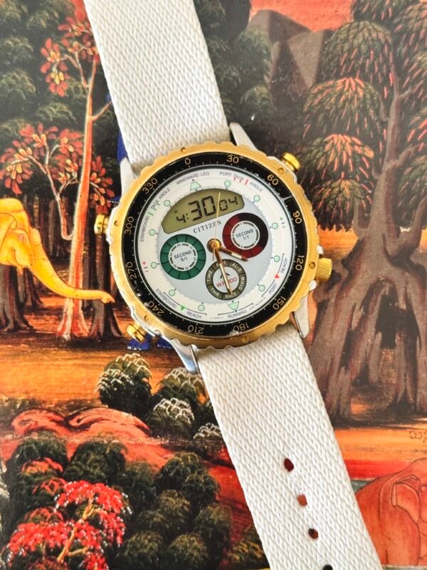 Vintage Citizen Analog Digital Yacht Timer Quartz Watch 40mm - Image 3