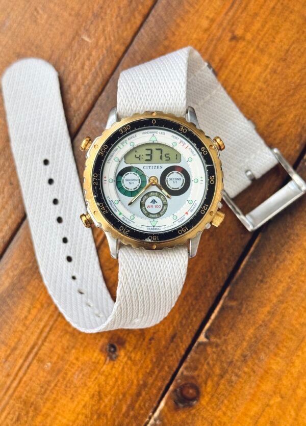 Vintage Citizen Analog Digital Yacht Timer Quartz Watch 40mm