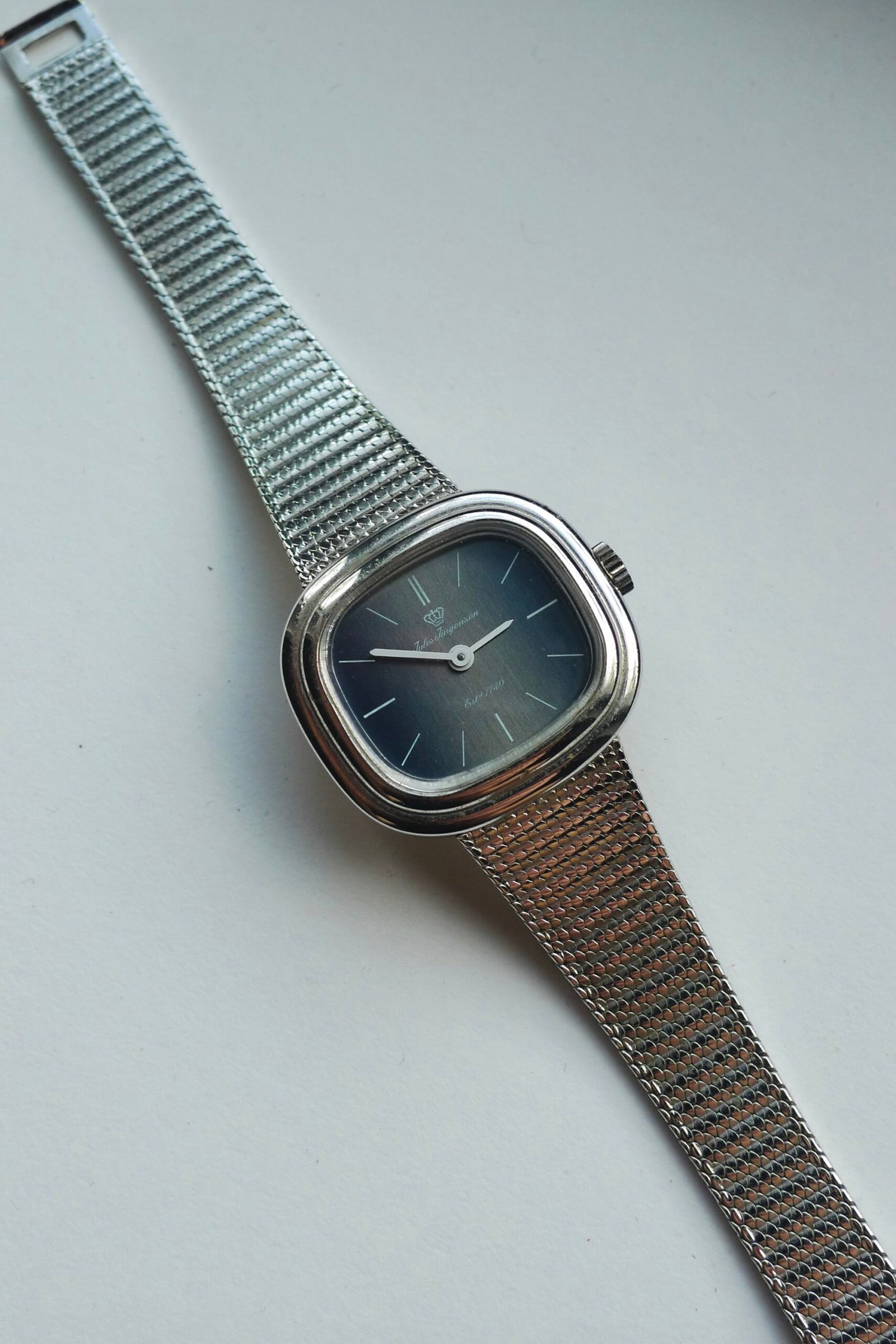 Vintage Jules Jurgensen Manual Winding Watch Blue Shades Dial - Image 3