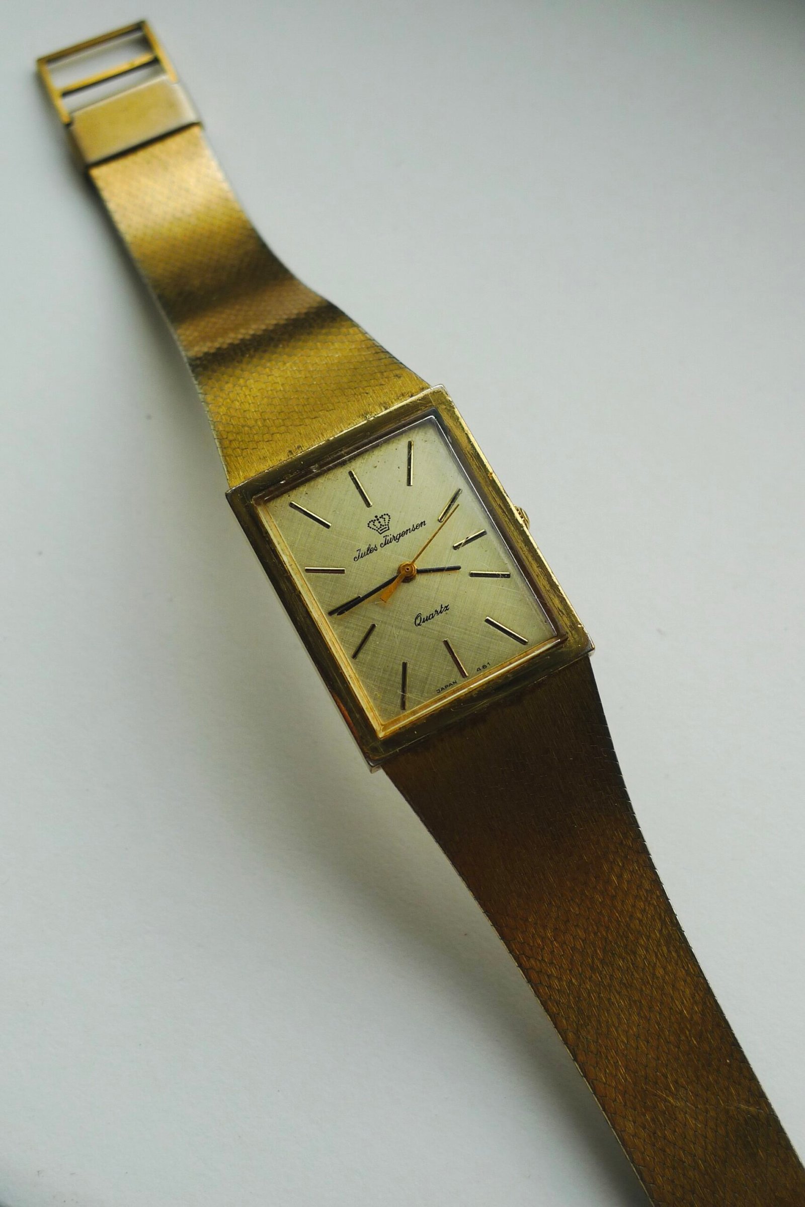 Vintage Jules Jurgensen Gold Tone Quartz Tank Watch - Image 2
