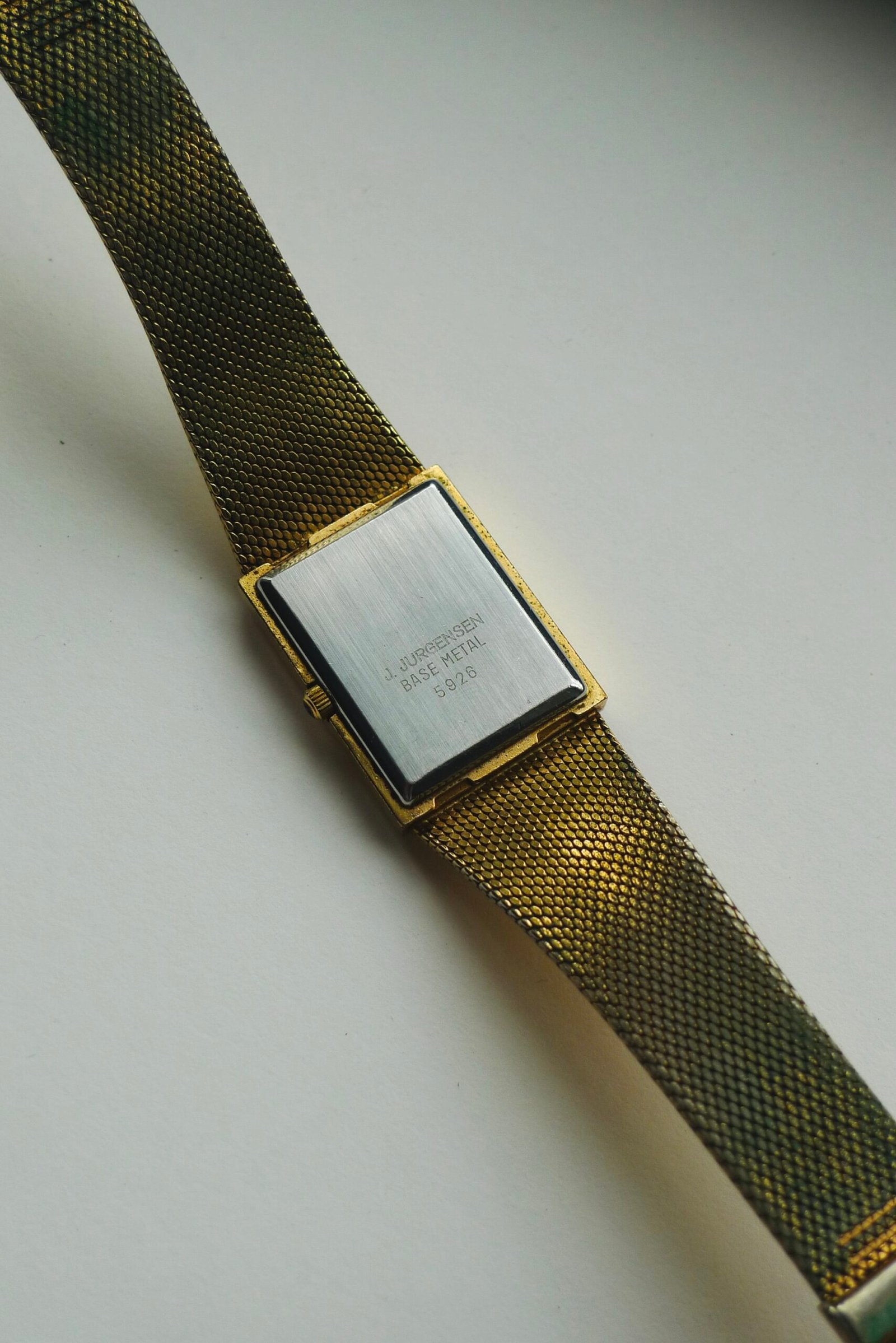 Vintage Jules Jurgensen Gold Tone Quartz Tank Watch - Image 5