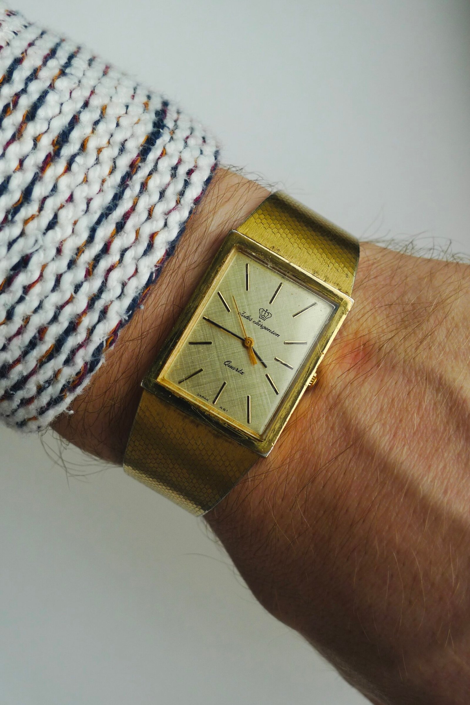 Vintage Jules Jurgensen Gold Tone Quartz Tank Watch