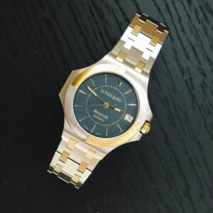Rare Vintage Bulova André Le Marquand Quartz Watch Two Tone Integrated Bracelet 37.5mm