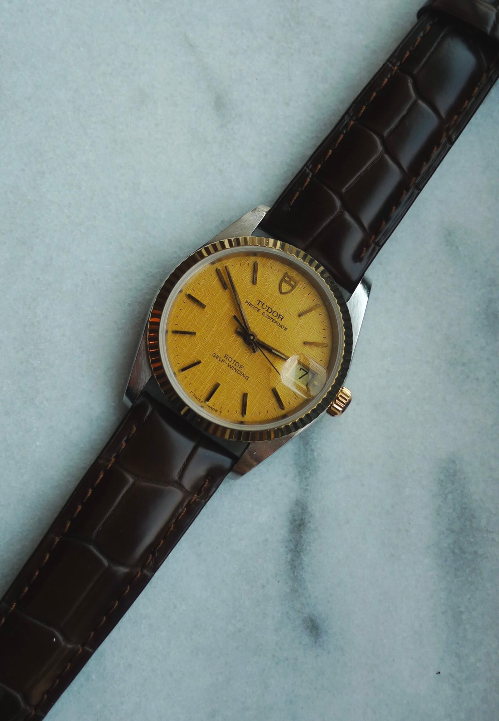 Vintage Tudor Prince Oysterdate 7934 Linen Dial 34mm Box and Papers - Image 2