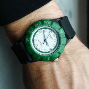 Gruen Formula One Quartz Watch (White Dial, Green Bezel)