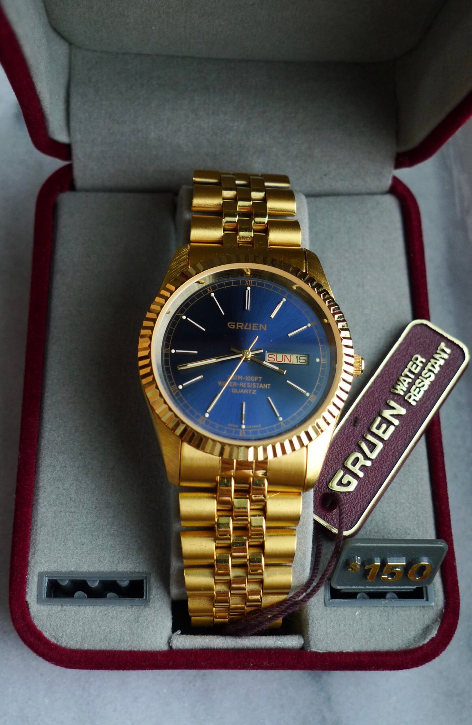 Gruen Day Date Blue Dial w/Box and Tags - Image 5