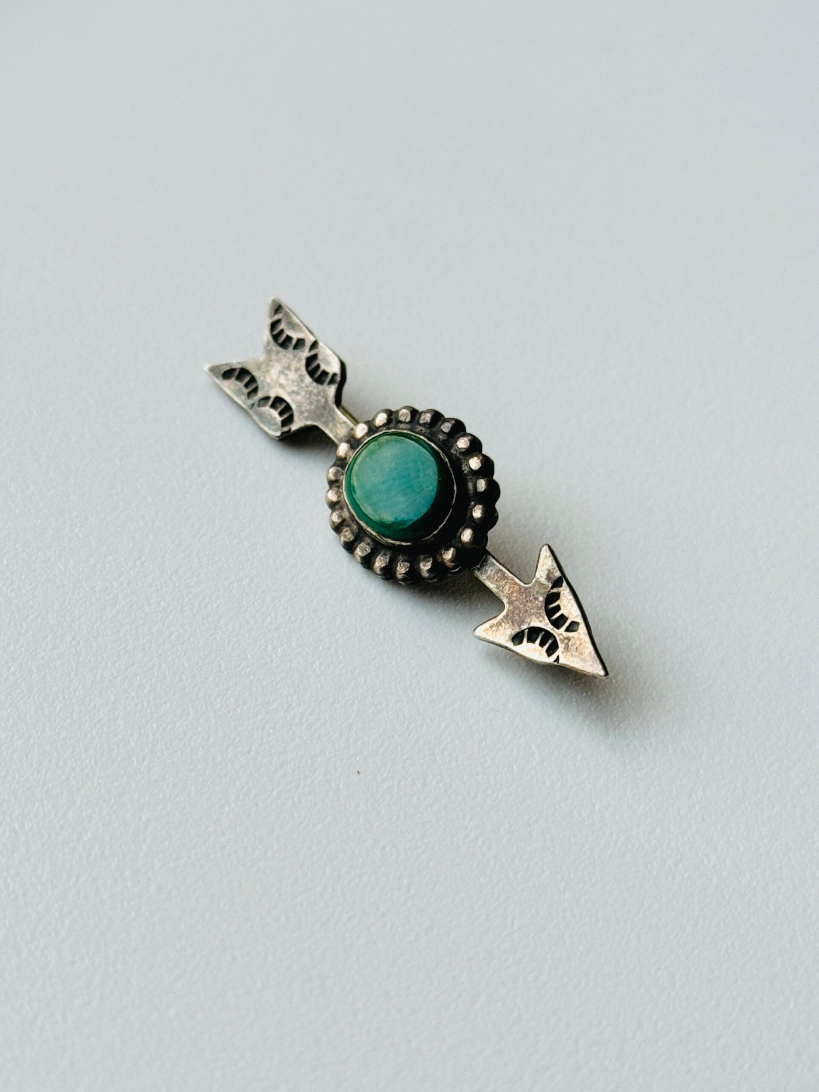 Vintage Fred Harvey Era Sterling Silver Turquoise Arrow Brooch