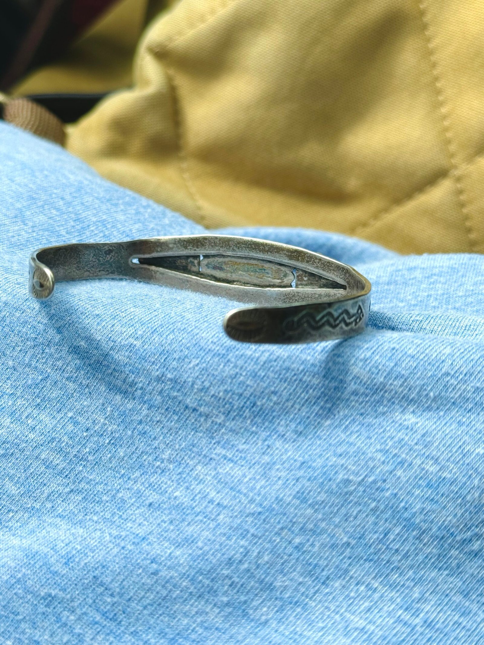 Sterling Silver Turquoise Cuff Bracelet Vintage Fred Harvey Era - Image 10