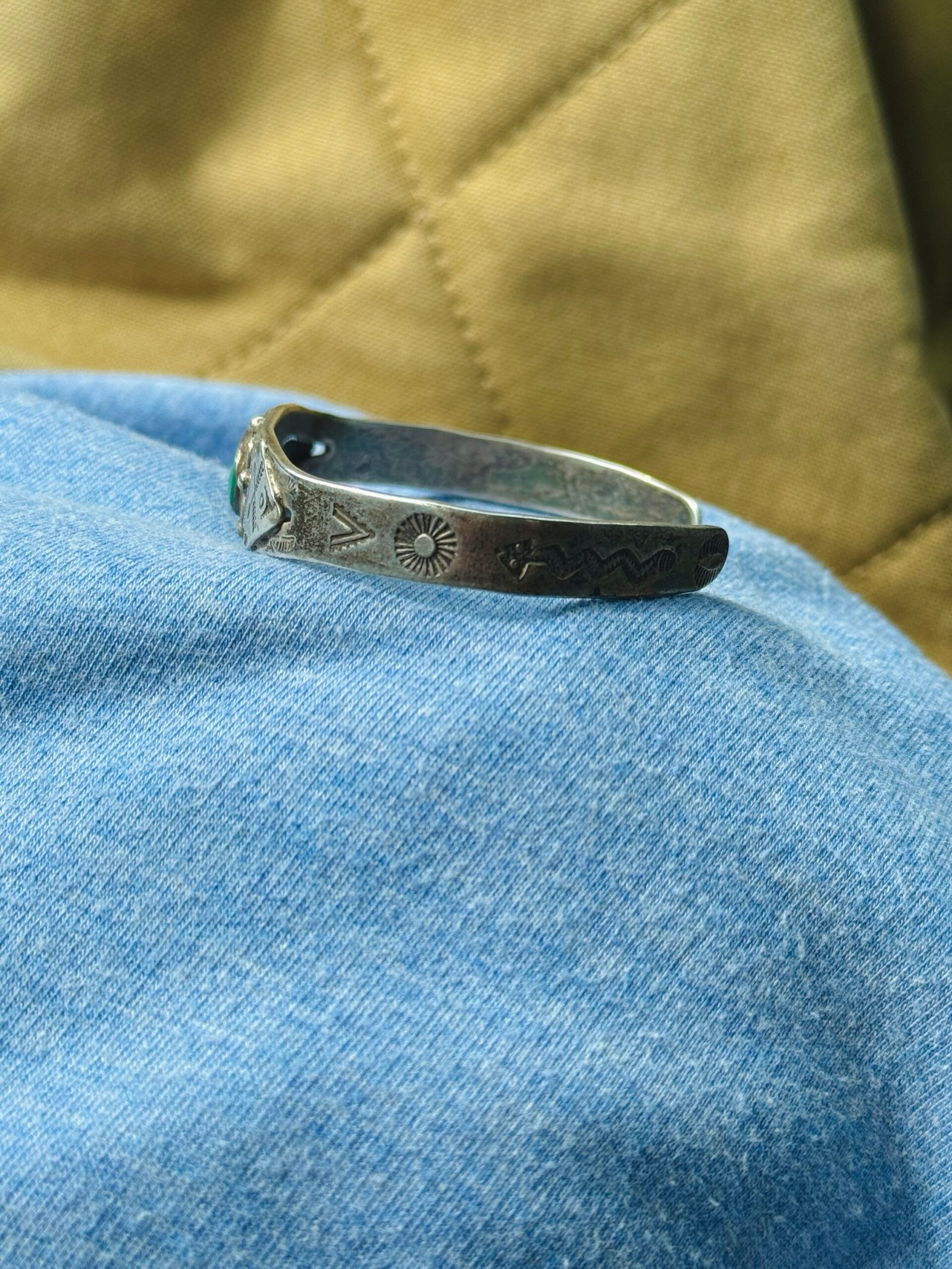 Sterling Silver Turquoise Cuff Bracelet Vintage Fred Harvey Era - Image 7