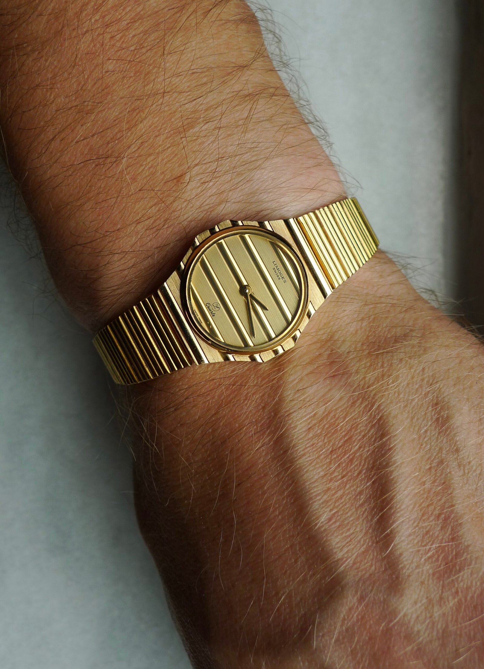 Limoges Swiss Made Quartz Polo Watch 24mm Gold Plated